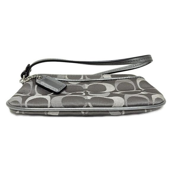 Auth COACH Signature - Gray Cream Jacquard Leather Pouch - Picture 4 of 7